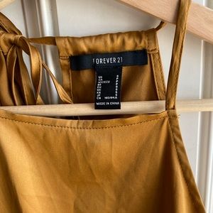 Gold satin midi dress